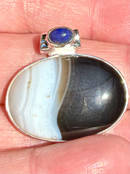 Botswana Agate and Lapis Lazuli Pendant