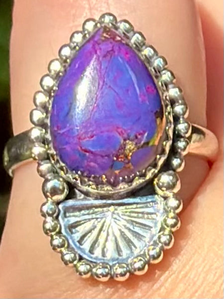 Purple Copper Turquoise Ring Size 7