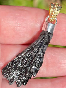 Moldavite and Black Kyanite Pendant - Morganna’s Treasures