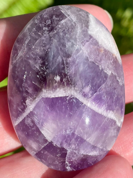 Medium Chevron Amethyst Palm Stone - Morganna’s Treasures 