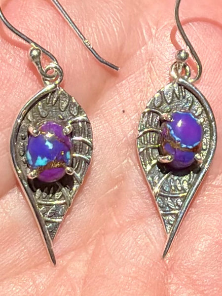 Purple with Blue Copper Turquoise Earrings