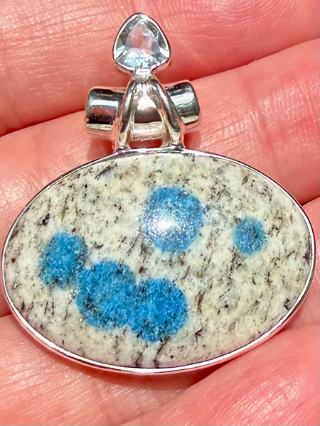 K2 Blue Azurite and Blue Topaz Pendant