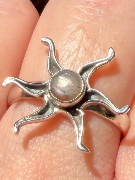 Black Sunstone Star Ring Size 9