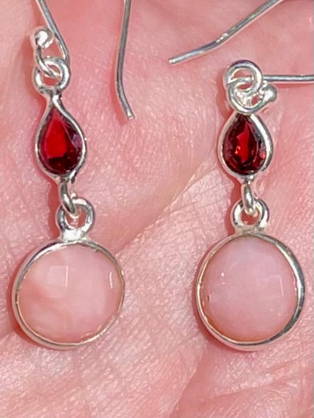 Peruvian Pink Opal and Garnet Earrings - Morganna’s Treasures 