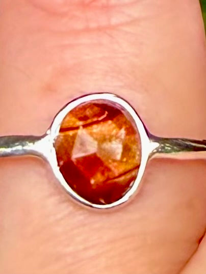 Faceted Red Tigers Eye Ring Size 7