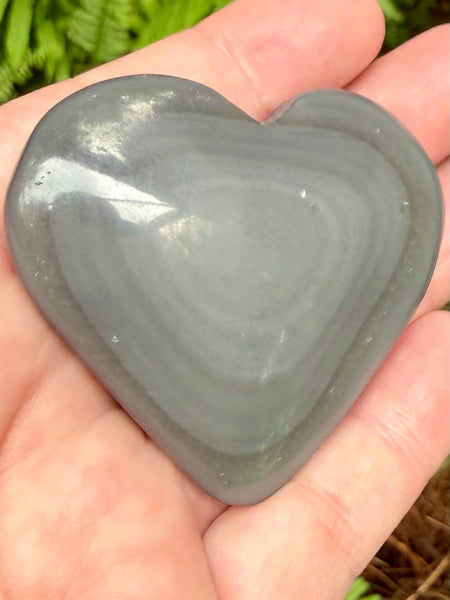 Gray Obsidian Heart Palm Stone