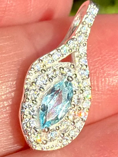 Blue Topaz and CZ Pendant - Morganna’s Treasures
