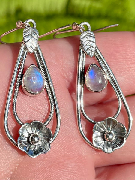 Flower Rainbow Moonstone Earrings - Morganna’s Treasures 