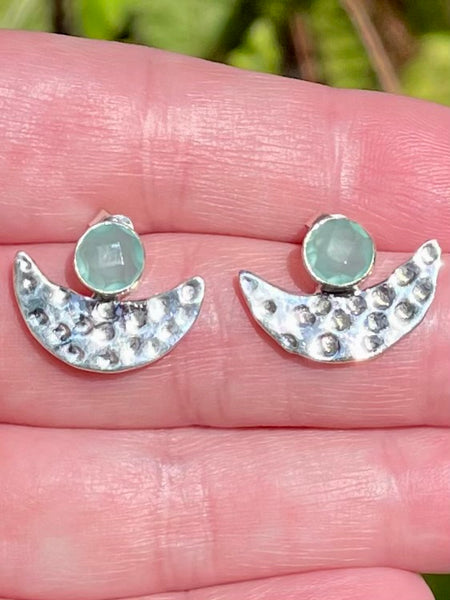 Aqua Chalcedony Studded Earrings - Morganna’s Treasures