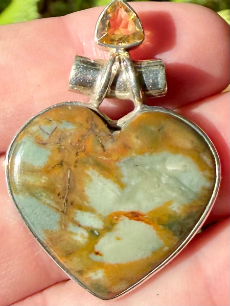 Rocky Butte Picture Jasper and Citrine Heart Pendant - Morganna’s Treasures