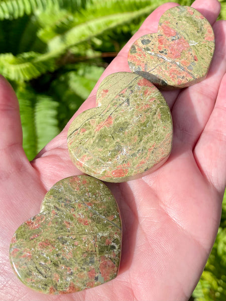 Medium Unakite Heart Palm Stone - Morganna’s Treasures 