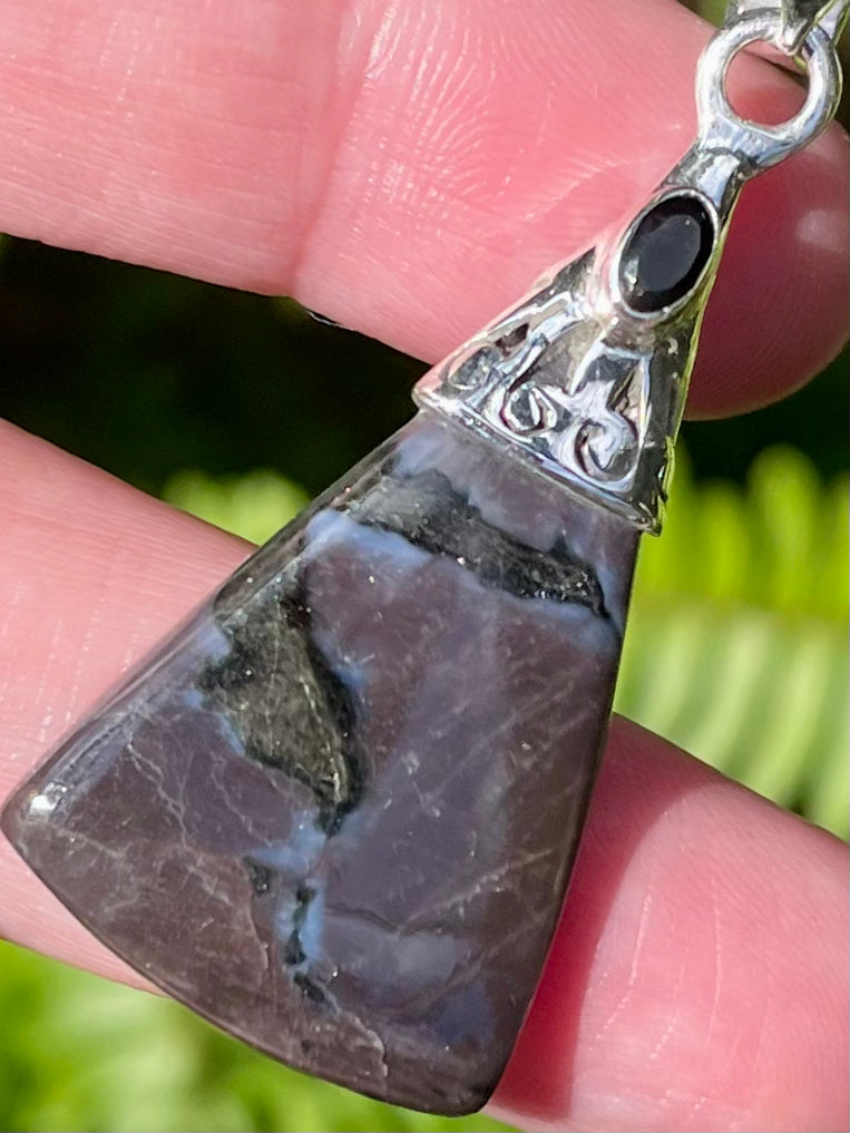 Indigo Gabbro and Black Onyx Pendant - Morganna’s Treasures 