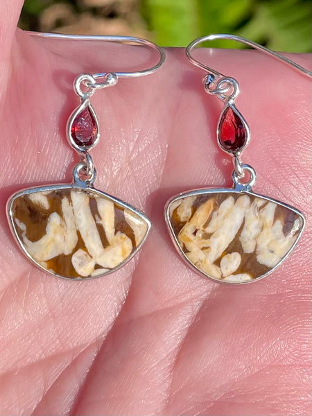 Peanut Wood Jasper and Garnet Earrings