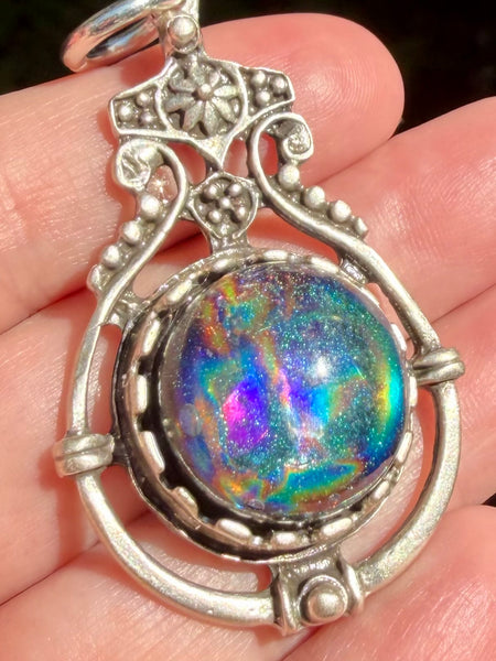 "Guardian's Shield" Thulite, Obsidian, Smoky Quartz, Black Tourmaline, Selenite, Aluminum & Quartz Orgonite Pendant