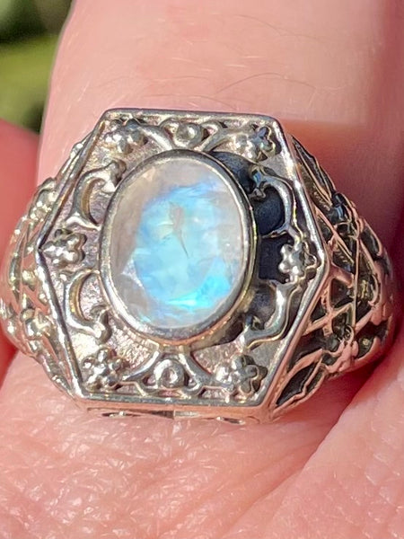 Beautiful Rainbow Moonstone Ring Size 8