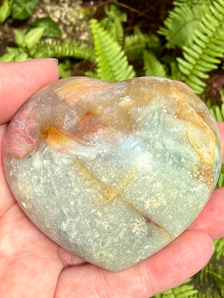 Ocean Jasper Heart Palm Stone