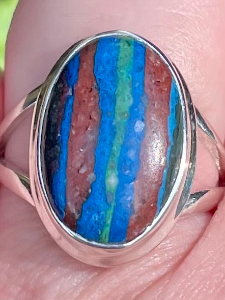 Rainbow Calsilica Ring Size 9 - Morganna’s Treasures 