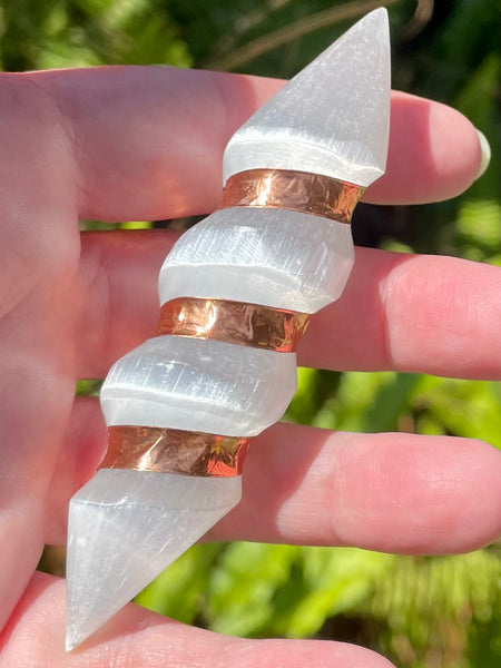 Copper and Selenite Spiral Wand - Morganna’s Treasures