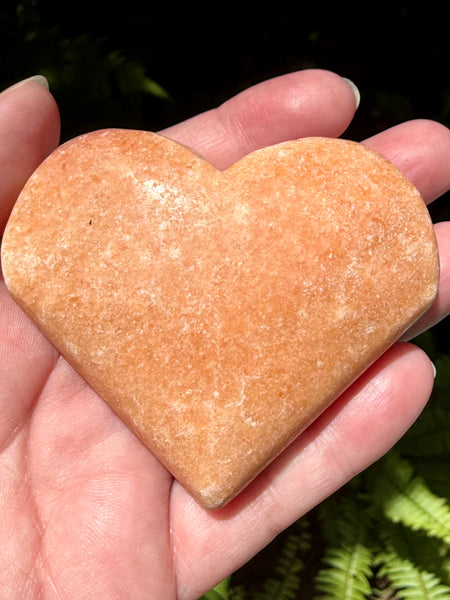 Large Rough Orange Calcite Carved Heart