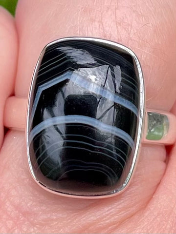 Black Botswana Agate Ring Size 7 - Morganna’s Treasures 