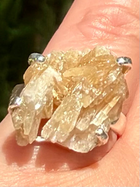 Barite with Cerussite Cluster Ring Size 7
