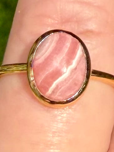 18K Gold over Sterling Silver Rhodochrosite Ring Size 8