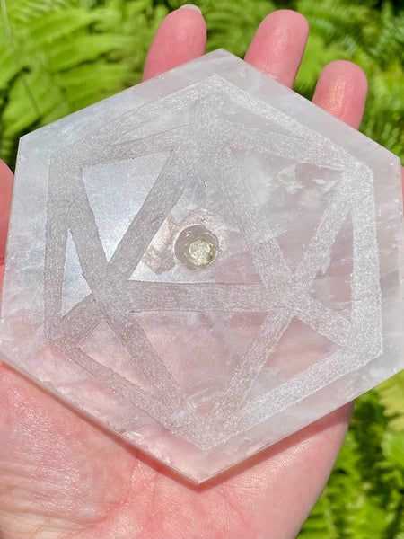 Clear Quartz and Citrine Sacred Geometry Charging Plate - Morganna’s Treasures