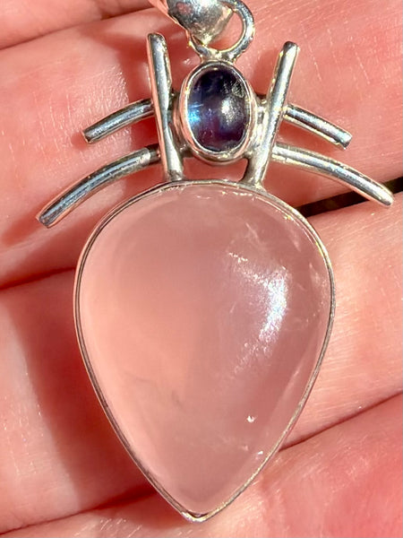 Stunning Rose Quartz and Blue Kyanite Pendant