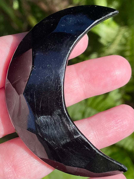 Hand Carved Black Obsidian Crescent Moon - Morganna’s Treasures
