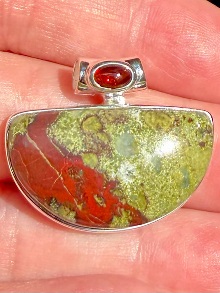 Dragon Bloodstone and Garnet Pendant