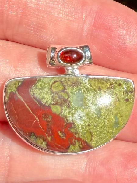 Dragon Bloodstone and Garnet Pendant