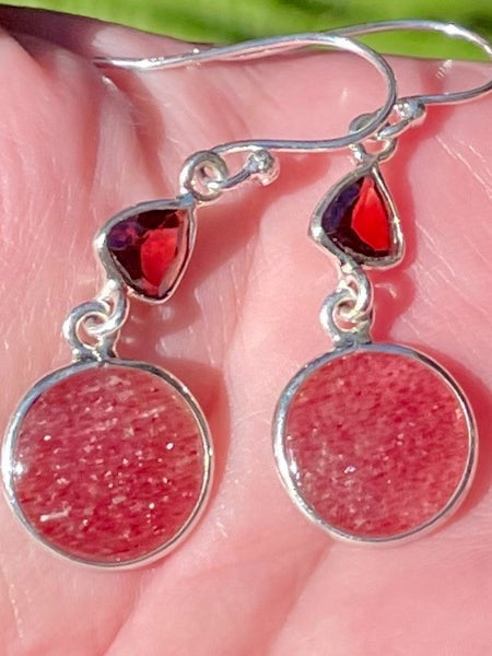 Strawberry Quartz and Garnet Earrings - Morganna’s Treasures 