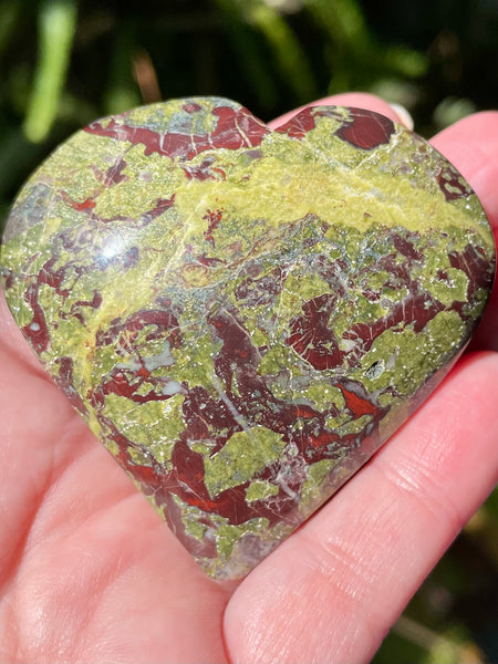 Dragon Bloodstone Large Heart Palm Stone - Morganna’s Treasures
