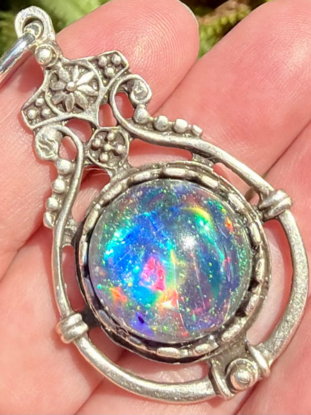 "Celestial" Blue Apatite, Peruvian Chrysocolla, Azurite, Jet, Moonstone, Selenite, Clear Quartz and Aluminum Orgonite Pendant - Morganna’s Treasures