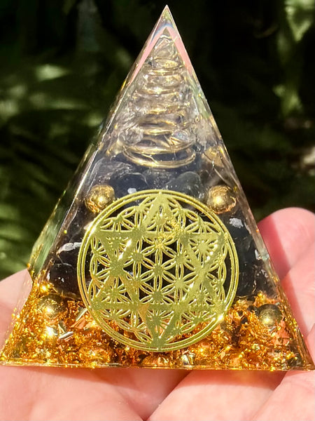 Small Black Tourmaline Orgonite Crystal Pyramid