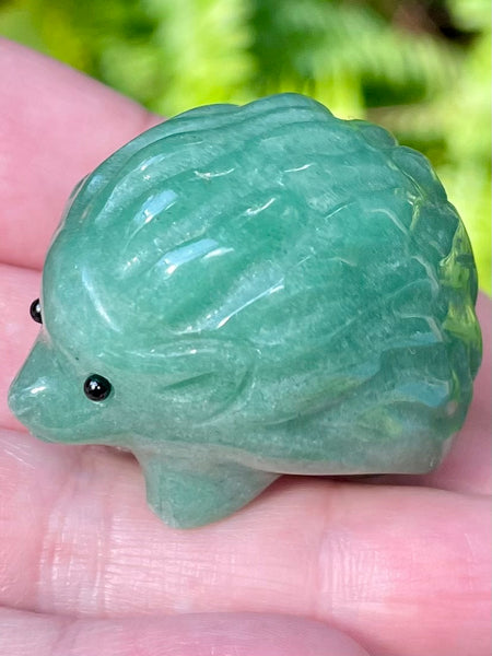 Green Aventurine and Black Tourmaline Carved Hedgehog - Morganna’s Treasures