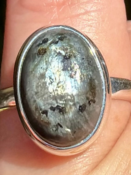 Larvikite (Black Moonstone) Ring Size 7
