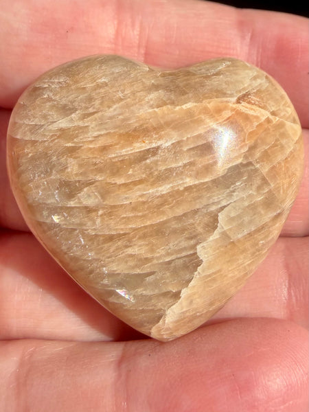 Peach Moonstone Heart Palm Stone
