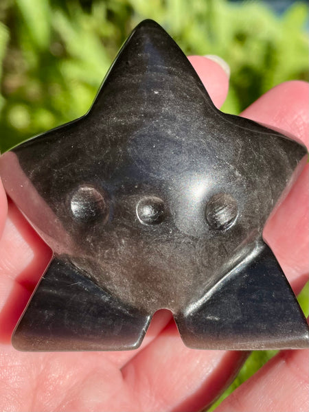 Silver Sheen Obsidian Starman Wish Buddy - Morganna’s Treasures