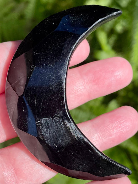 Hand Carved Black Obsidian Crescent Moon - Morganna’s Treasures