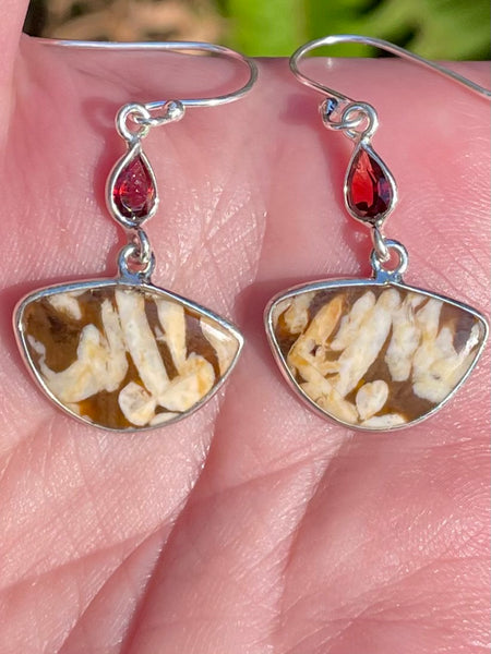 Peanut Wood Jasper and Garnet Earrings