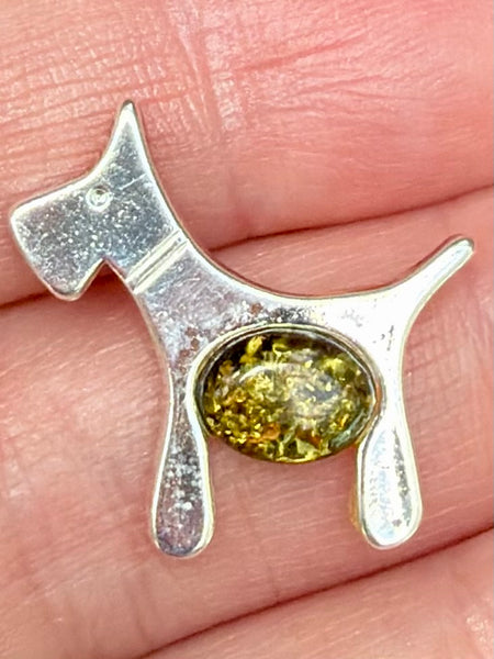 Green Amber Dog Pendant