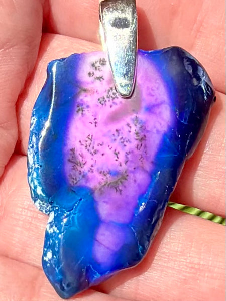 Treated Purple Dendritic Opal Pendant
