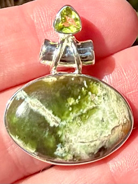 Chrome Chalcedony and Peridot Pendant