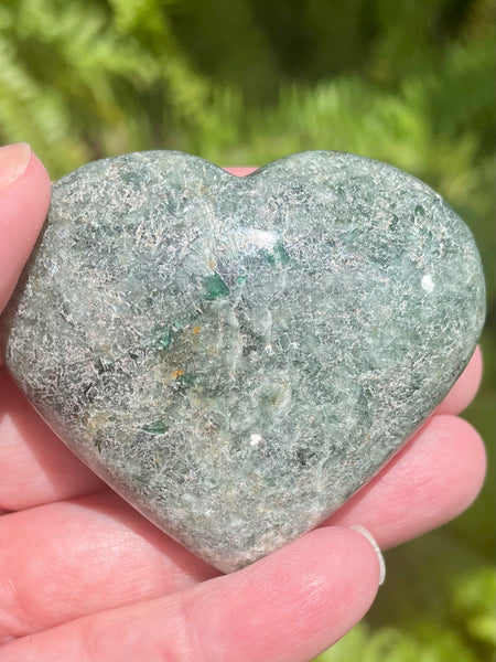 Beautiful Serpentine with Mica Heart Palm Stones - Morganna’s Treasures 