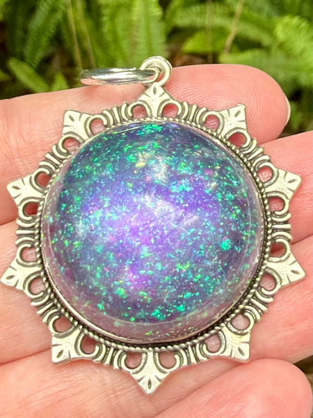 "Supernatural" Azurite, Moonstone, Iolite, Rose Quartz, Aluminum & Quartz Orgonite Pendant - Morganna’s Treasures