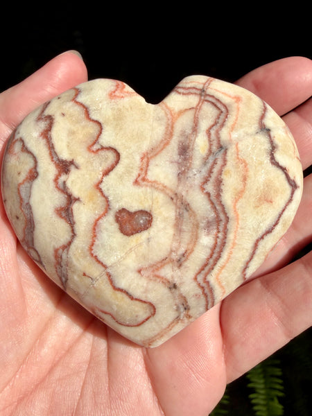 Large Red Calcite Carved Heart with heart