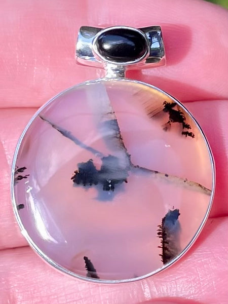 Montana Agate and Black Onyx Pendant