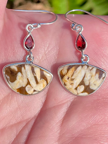 Peanut Wood Jasper and Garnet Earrings