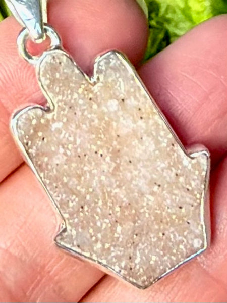 Natural Agate Druzy Hamsa Hand Pendant - Morganna’s Treasures
